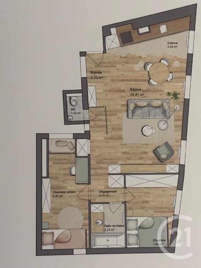 Appartement F3 à vendre - 3 pièces - 56.1 m2 - PARIS - 75011 - ILE-DE-FRANCE - Century 21 Chorus