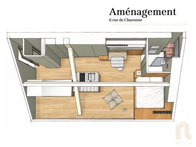 Appartement F1 à vendre - 1 pièce - 19.0 m2 - PARIS - 75011 - ILE-DE-FRANCE - Century 21 Chorus