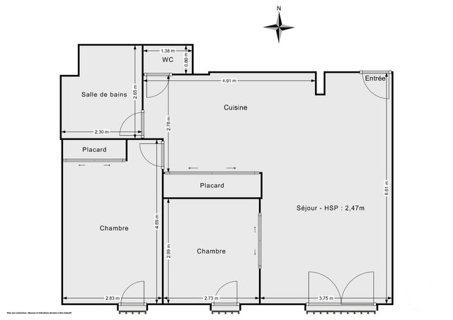 Appartement F3 à vendre - 3 pièces - 63.34 m2 - PARIS - 75010 - ILE-DE-FRANCE - Century 21 Chorus